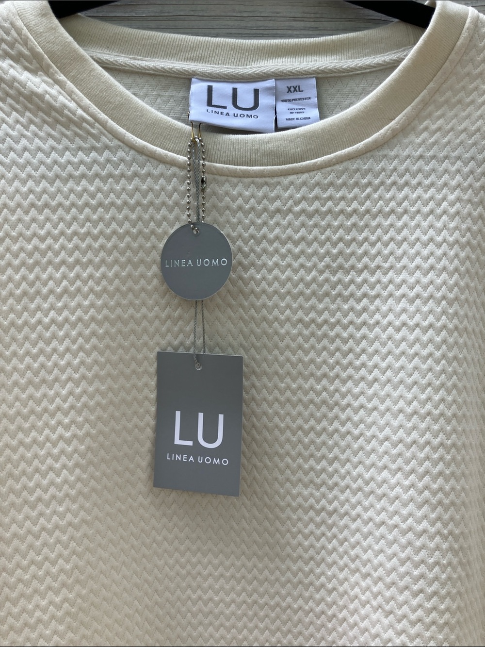 LU Linea Uomo Men's Cream cozy Short Athleasure Lounge Set - Picture 6 of 6